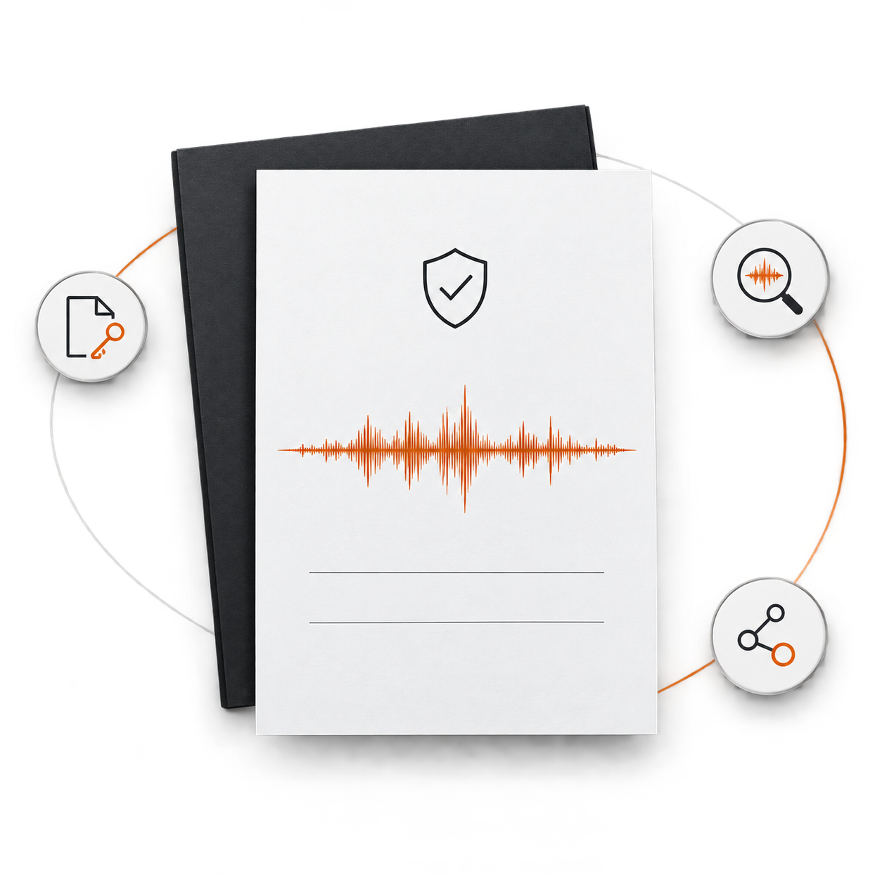 Une création musicale représentée par une forme d’onde orange et un fichier audio.